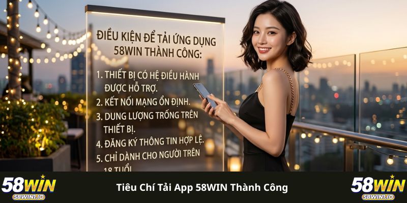 Tiêu chí tải app 58WIN thành công